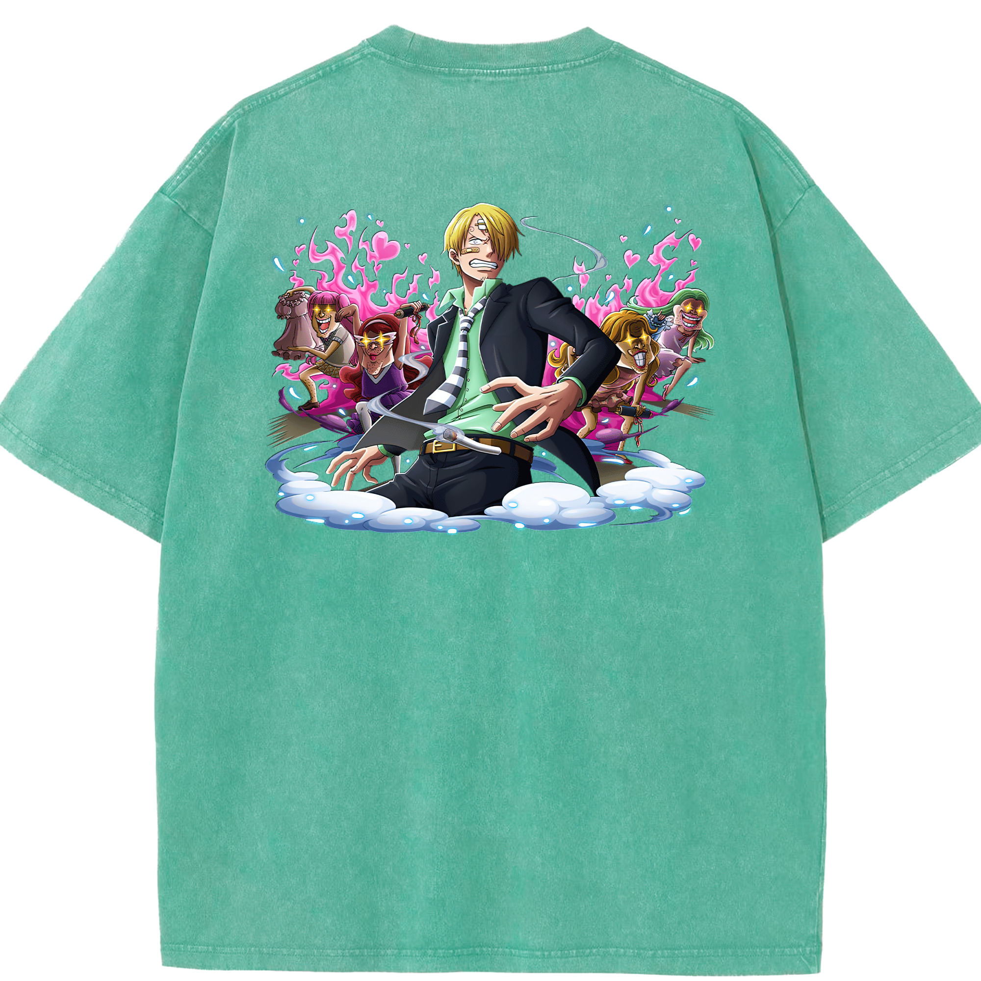 ワンピース サンジ ONE PIECE Sanji 綿100% ヴィンテージ風 半袖Tシャツ（背面プリント）
